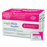 Simply Thick front box of EasyMix 80 packets showing product and benefit of portability