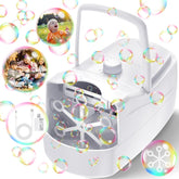 Sizonjoy bubble machine front view showing clean white housing and output benefit