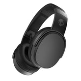 Skullcandy Crusher Wireless front view showing sleek black design and cushioned earcups for immersive bass