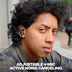 Skullcandy charging case open displaying earbuds and long battery convenience