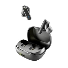 Skullcandy Smokin’ Buds front view showing sleek True Black finish and case