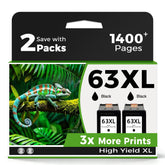 Skyink 63XL pack front view showing two black cartridges and clear branding benefit: reliable replacement