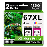 Skyink 67XL front packaging showing both black and color cartridges, clear compatibility benefit