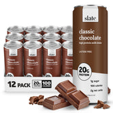 Slate front can showing Classic Chocolate label and bold protein promise