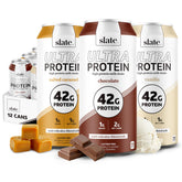 Slate front packaging showing trio cans and clear product branding benefits convenience