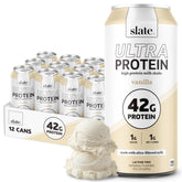 Slate vanilla front packaging showing can design and nutrition highlights for convenience