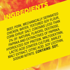 Slim Jim close-up texture of smoked jerky stick showing dense chew and flavor