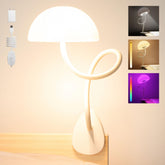 Smallish Shroommate front view white showing compact lamp and benefits for dorm spaces
