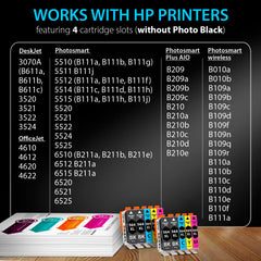 Smart Ink cartridges laid out to display four black and six color XL supplies