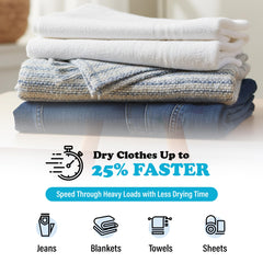 Smart Sheep balls tumbling with towels to reduce drying time and soften