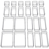 SMARTAKE front view of 22-piece clear organizer set showing all sizes for quick selection