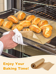 SMARTAKE parchment laid flat on a baking sheet to prevent curling and sticking