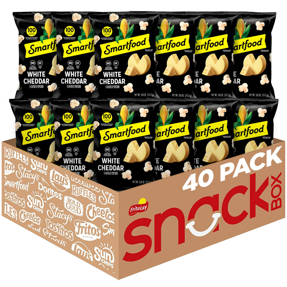 Smartfood front packaging showing 40-pack and product branding for convenient stocking