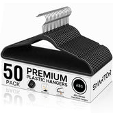 Smartor front pack of 50 hangers showing uniform storage benefit