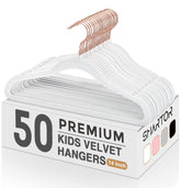 Smartor front packaging showing 50 white velvet hangers and space-saving benefit