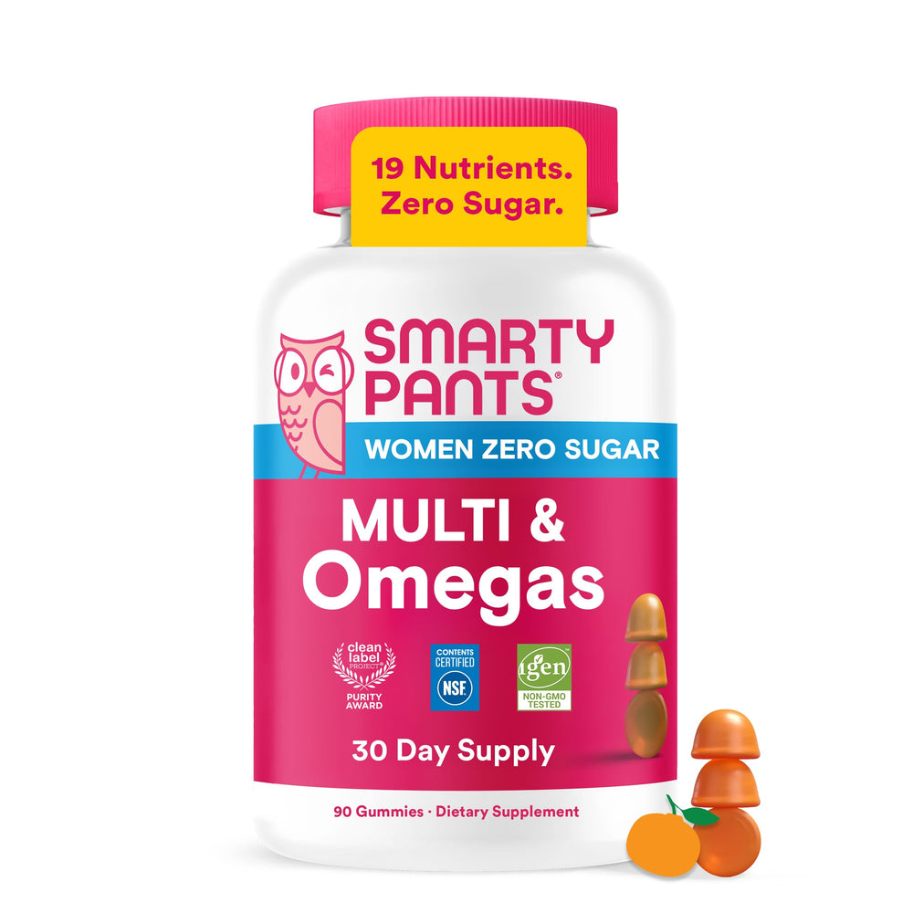 SmartyPants bottle front packaging showing orange flavor and zero sugar benefit
