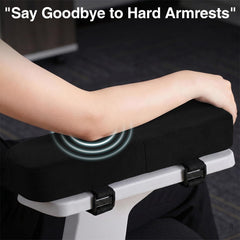 Smiry armrest pads installed on an office chair demonstrating comfort benefit