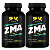 SNAC ZMA front packaging showing two-bottle pack and benefits