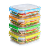 Snap Fresh front packaging showing four bright lids and clear bottoms benefit easy identification