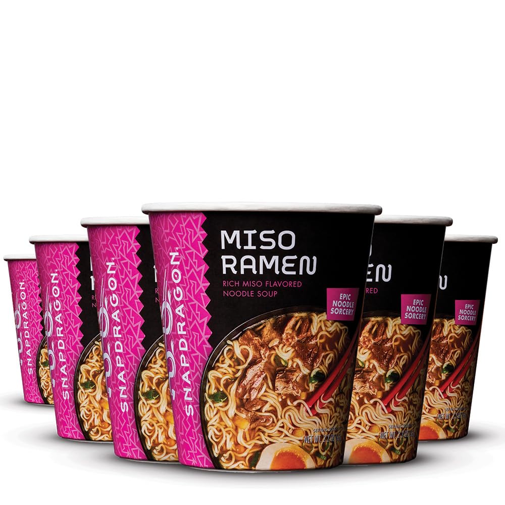 Snapdragon front packaging showing miso ramen cup, clear branding and convenience