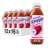 Snapple bottle front packaging showing label and raspberry flavor benefits