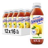 Snapple front packaging showing lemon tea and convenience benefit