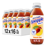Snapple bottle front packaging showing brand and peach tea refreshment