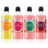 SodaStream front packaging showing four flavored zero syrup bottles and benefits