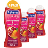 Softsoap front bottle showing pomegranate mango scent and easy identification