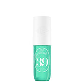 Sol de Janeiro front bottle showing compact 90 mL size and tropical design benefits easy carry
