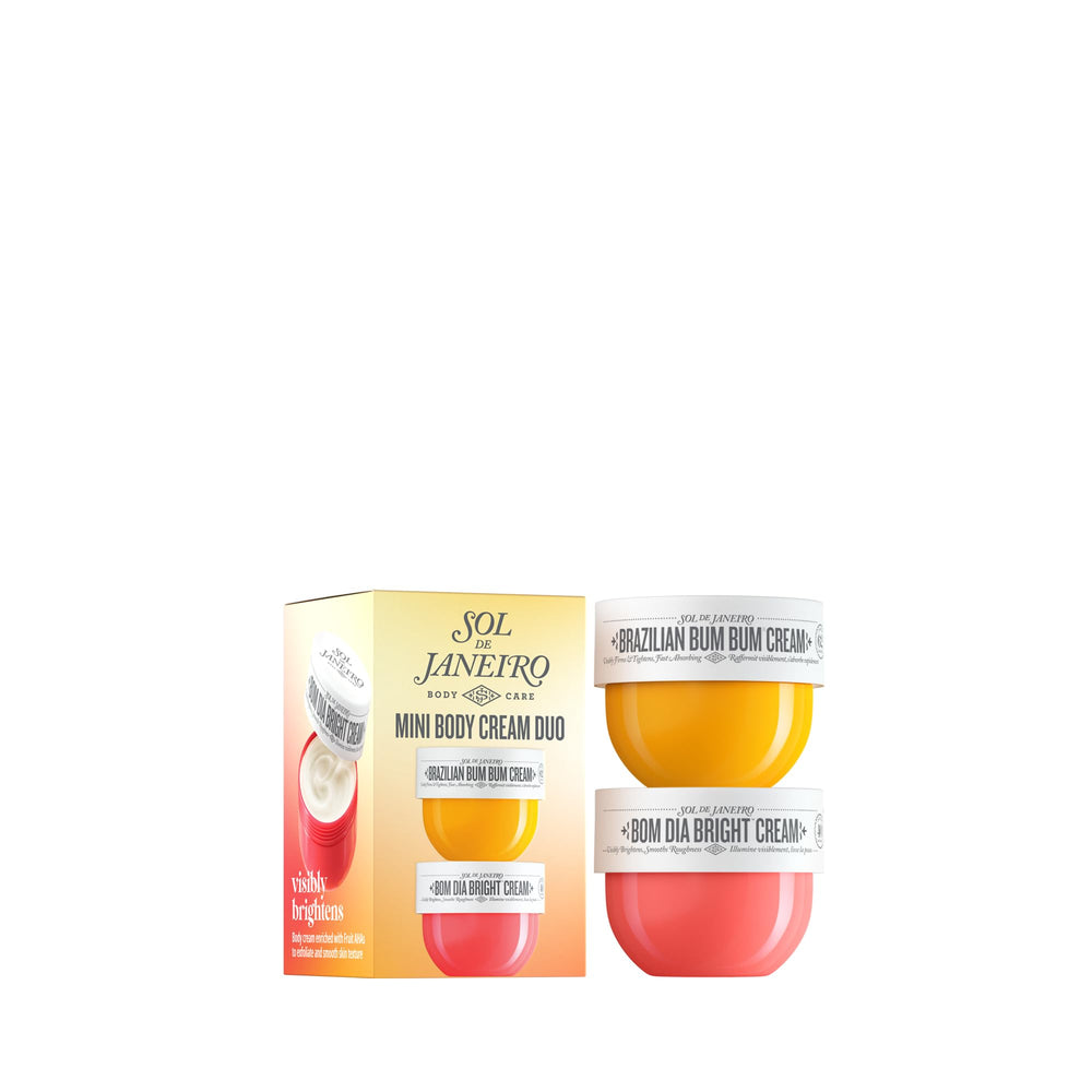 Sol de Janeiro mini duo front packaging showing both 25ml jars and scents benefit travel-ready convenience