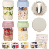 SOLIGT front view 4 pack jars showing colors and lids for organized meal prep