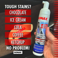 SONAX foam texture close-up demonstrating controlled foam that protects fabric fibers