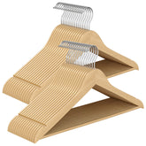SONGMICS front view of 30 pack wooden hangers shows neat storage benefit