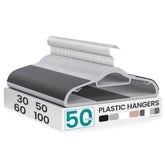 SONGMICS front view of 50 slim hangers showing clean storage benefit