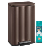 SONGMICS trash can front view shows sleek stainless steel and elegant presence
