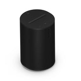 Sonos Era 100 front view showing sleek black finish and clear stereo styling