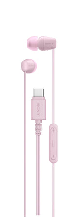 Sony IER-EX15C front view showing compact earbuds and stylish pink finish
