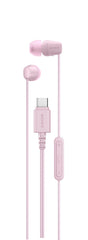 Sony IER-EX15C front view showing compact earbuds and stylish pink finish