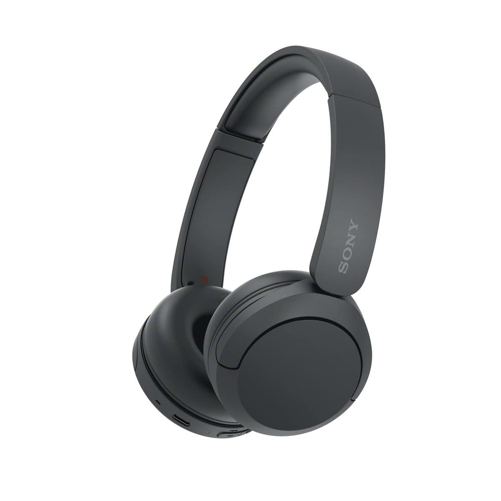 Sony WH-CH520 front view showing sleek profile and long battery benefit