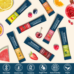Sooergy mixed drink in bottle with ice showing refreshing, zero-calorie hydration