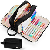 Sooez pencil case front view showing neat silhouette and durable zipper benefit