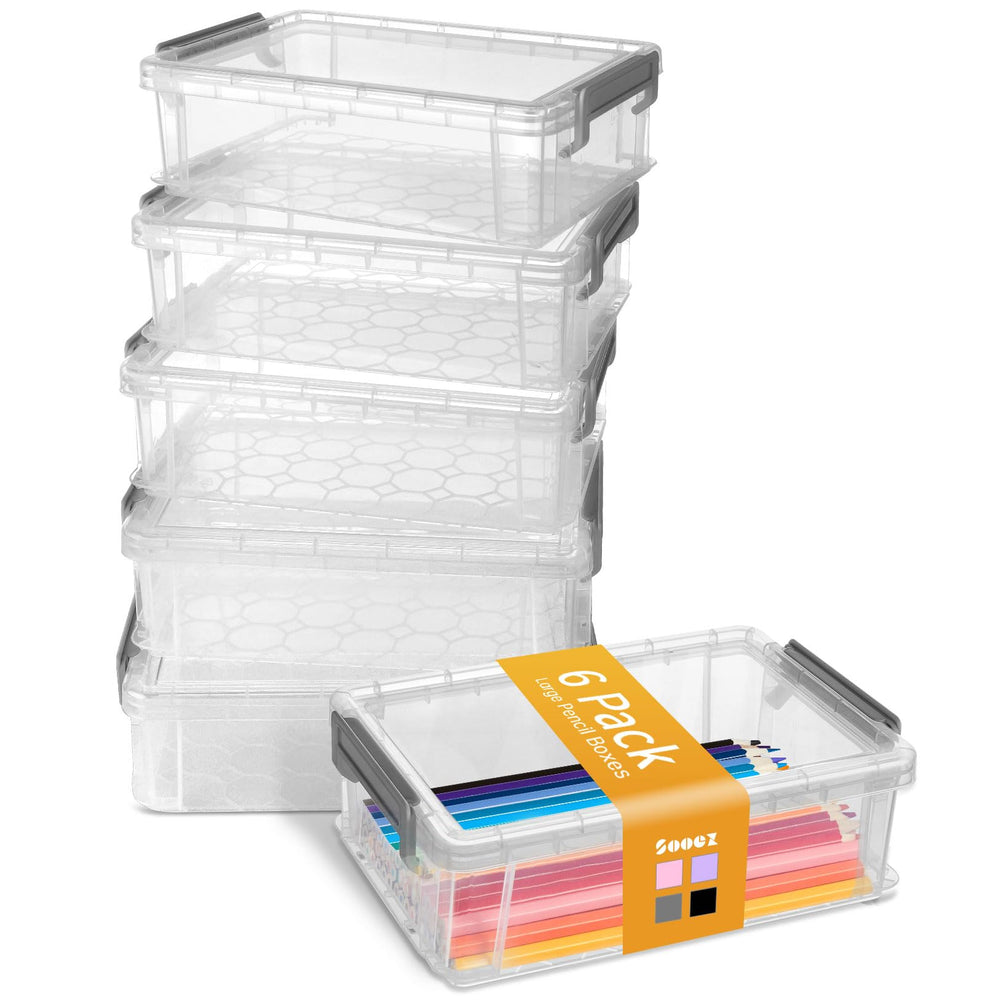 Sooez front packaging view showing six clear cases and visible contents for easy sorting