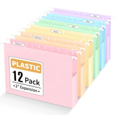 Sooez front packaging showing durable plastic folders and pastel colors for easy sorting