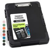 Sooez front view clipboard case showing tough exterior and secure clip benefit