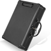 Sooez front view of locking clipboard showing secure exterior and handle benefit