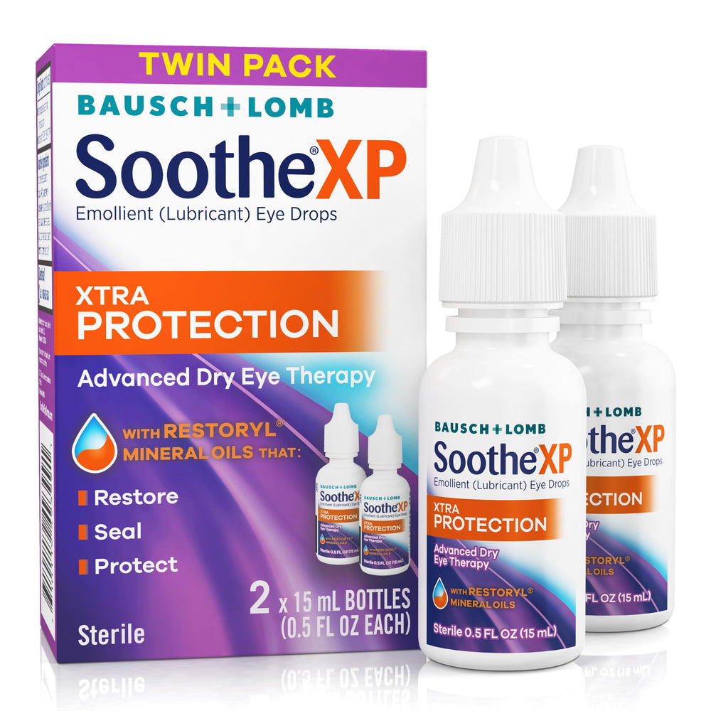 Soothe XP front packaging showing two 0.5 fl oz bottles and product name for convenience