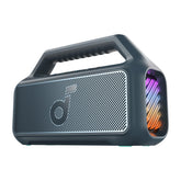 Soundcore Boom 2 front view showing rugged build and speaker drivers benefit: durable outdoor sound
