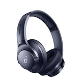 Soundcore Q20i front view showing sleek blue design and comfortable pads, clear listening