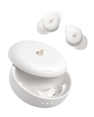 Soundcore Sleep A30 front packaging showing earbuds and case, highlights portability and protection
